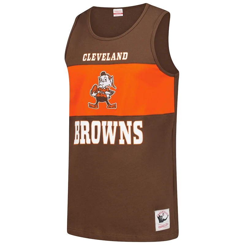 Men's Mitchell & Ness Brown Cleveland Browns Retro Colorblock Tank Top