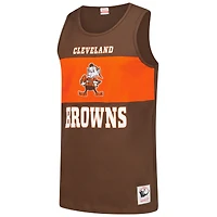 Men's Mitchell & Ness Brown Cleveland Browns Retro Colorblock Tank Top