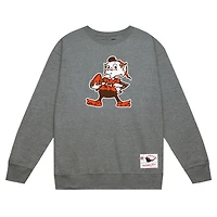 Men's Mitchell & Ness Heather Gray Cleveland Browns Basic Fleece Pullover Sweatshirt