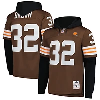 Men's Mitchell & Ness Jim Brown Cleveland Browns Player Name Number Hoodie Legacy Jersey