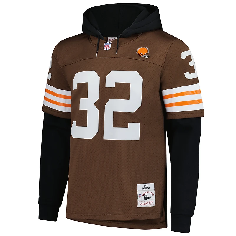 Sweat à capuche pour homme Mitchell & Ness Jim Brown Cleveland Browns Player Name Number Legacy Jersey