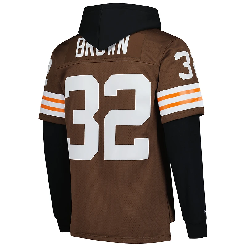 Men's Mitchell & Ness Jim Brown Cleveland Browns Player Name Number Hoodie Legacy Jersey
