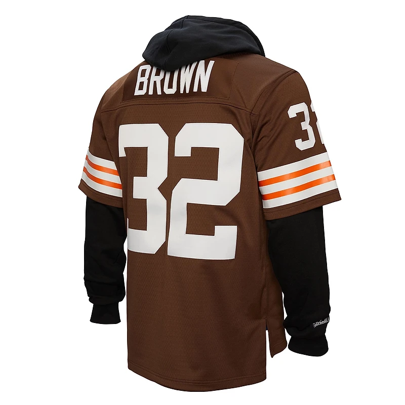 Sweat à capuche pour homme Mitchell & Ness Jim Brown Cleveland Browns Player Name Number Legacy Jersey