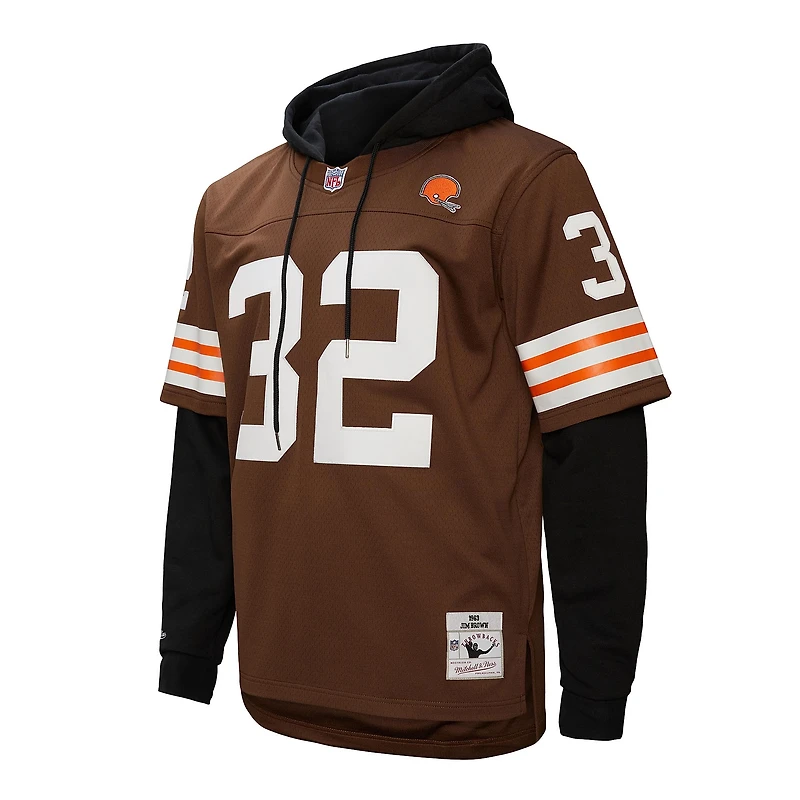 Sweat à capuche pour homme Mitchell & Ness Jim Brown Cleveland Browns Player Name Number Legacy Jersey