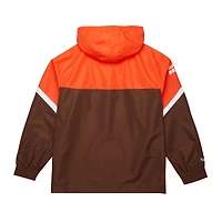 Men's Mitchell & Ness Orange/Brown Cleveland Browns Tie Breaker Vintage Logo Lightweight Anorak Half-Zip Windbreaker