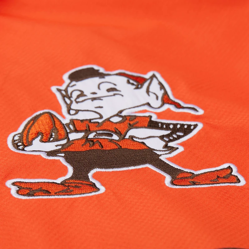 Men's Mitchell & Ness Orange/Brown Cleveland Browns Tie Breaker Vintage Logo Lightweight Anorak Half-Zip Windbreaker