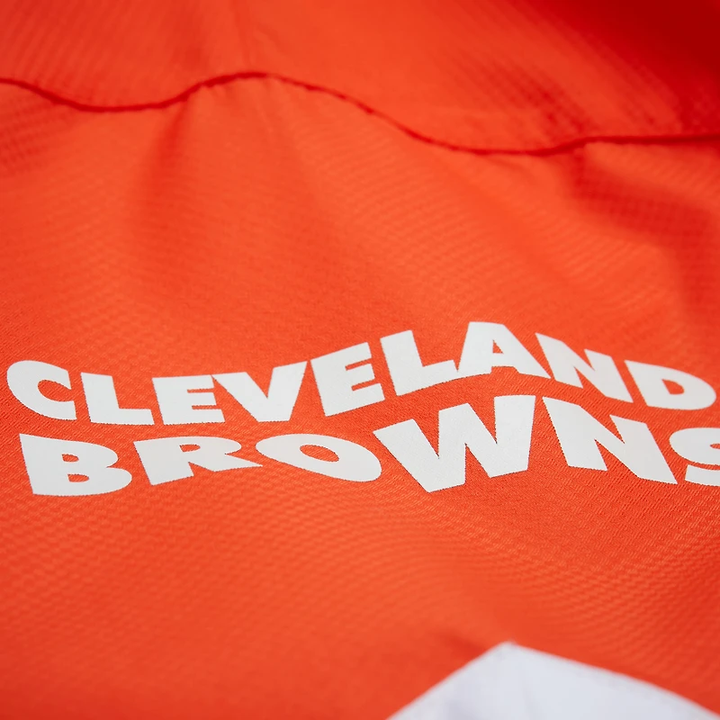 Men's Mitchell & Ness Orange/Brown Cleveland Browns Tie Breaker Vintage Logo Lightweight Anorak Half-Zip Windbreaker