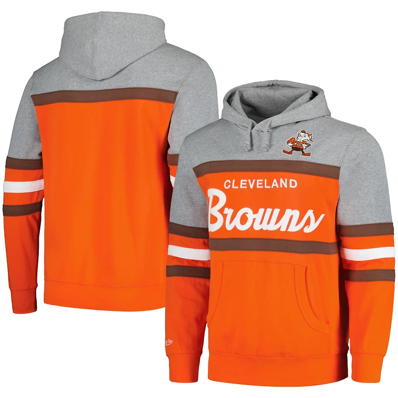 Sweat à capuche Mitchell & Ness orange/gris chiné pour hommes, entraîneur-chef des Cleveland Browns