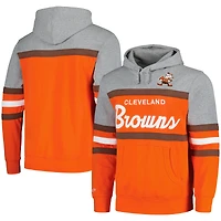 Sweat à capuche Mitchell & Ness orange/gris chiné pour hommes, entraîneur-chef des Cleveland Browns
