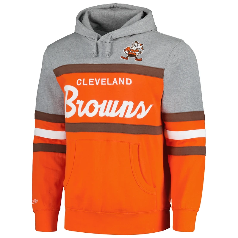 Sweat à capuche Mitchell & Ness orange/gris chiné pour hommes, entraîneur-chef des Cleveland Browns