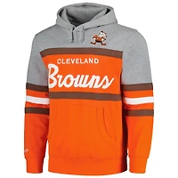 Sweat à capuche Mitchell & Ness orange/gris chiné pour hommes, entraîneur-chef des Cleveland Browns
