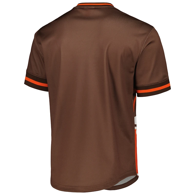 T-shirt à encolure en V maille Jumbotron 3.0 orange des Cleveland Browns Mitchell & Ness pour homme