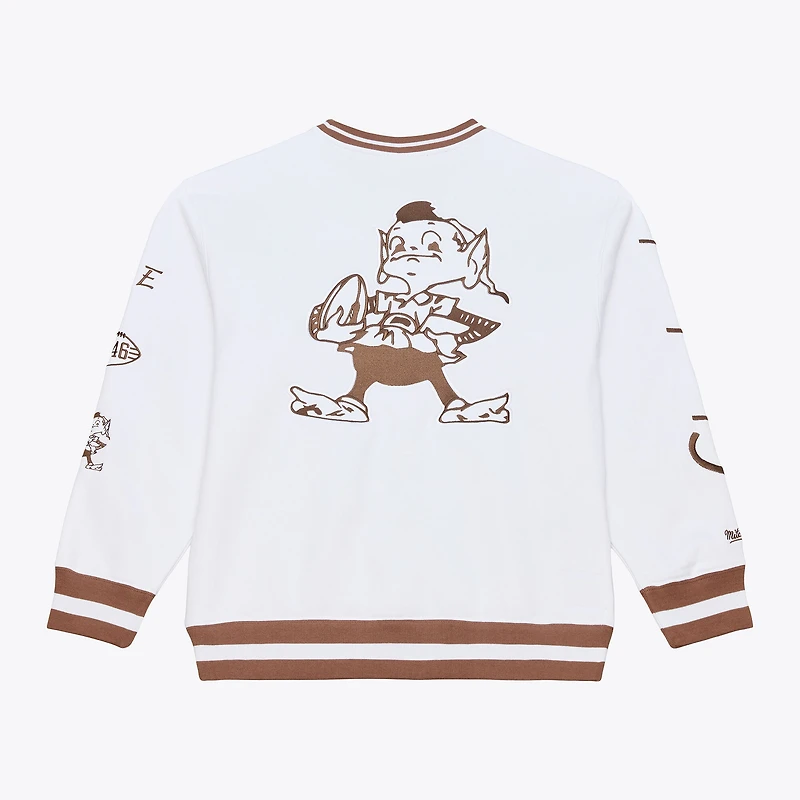Men's Mitchell & Ness White Cleveland Browns Arctic Fleece Sweatshirt