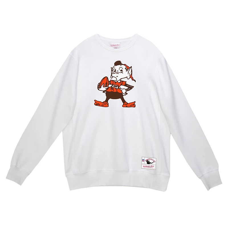 Sweat-shirt en molleton basique blanc Cleveland Browns de Mitchell & Ness pour homme