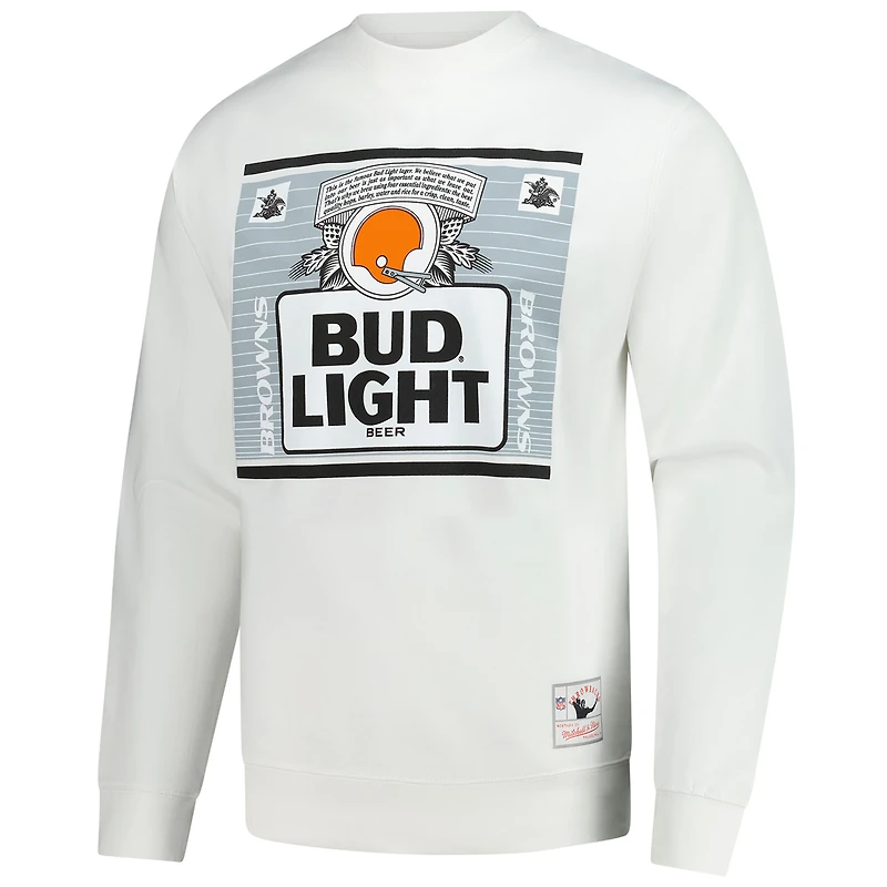 Sweat-shirt à capuche blanc The Crest des Cleveland Browns pour homme Mitchell & Ness x Bud Light