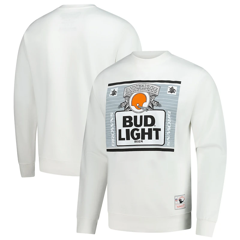Sweat-shirt à capuche blanc The Crest des Cleveland Browns pour homme Mitchell & Ness x Bud Light