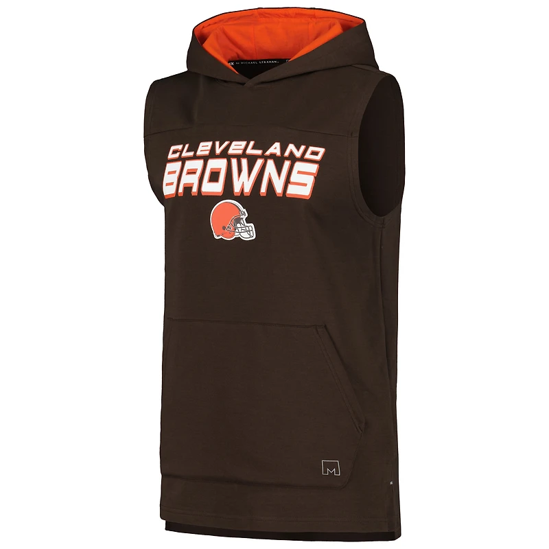T-shirt à capuche sans manches MSX by Michael Strahan Brown Cleveland Browns Captain pour hommes