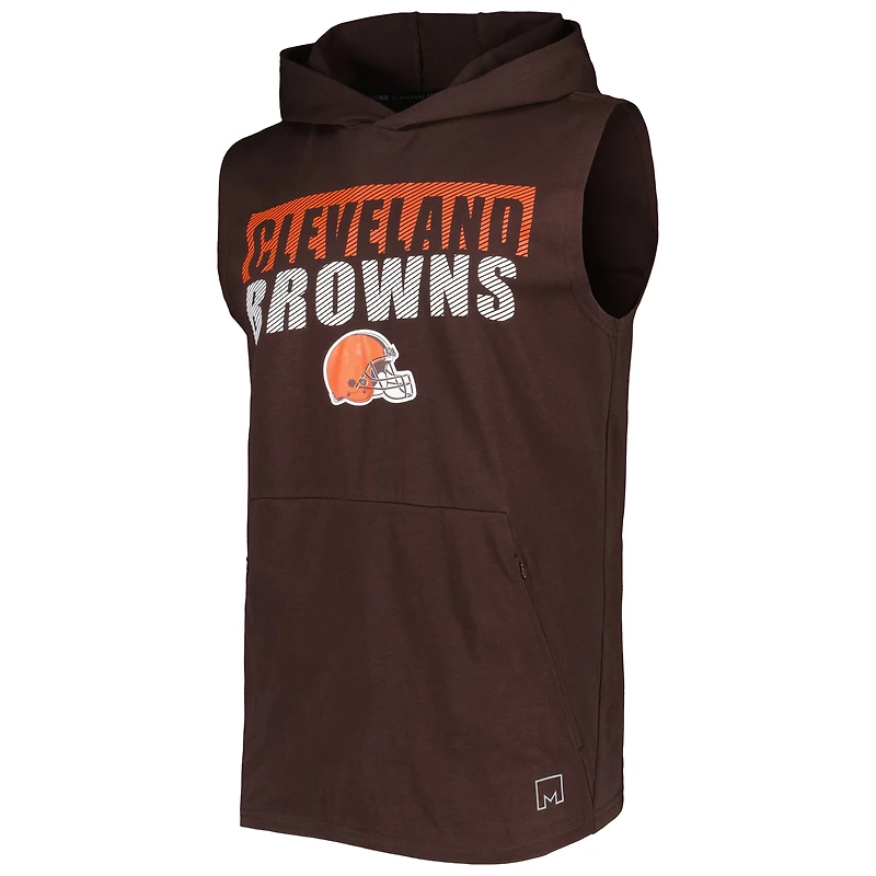 Chandail à capuchon sans manches MSX by Michael Strahan Brown Cleveland Browns Relay pour homme