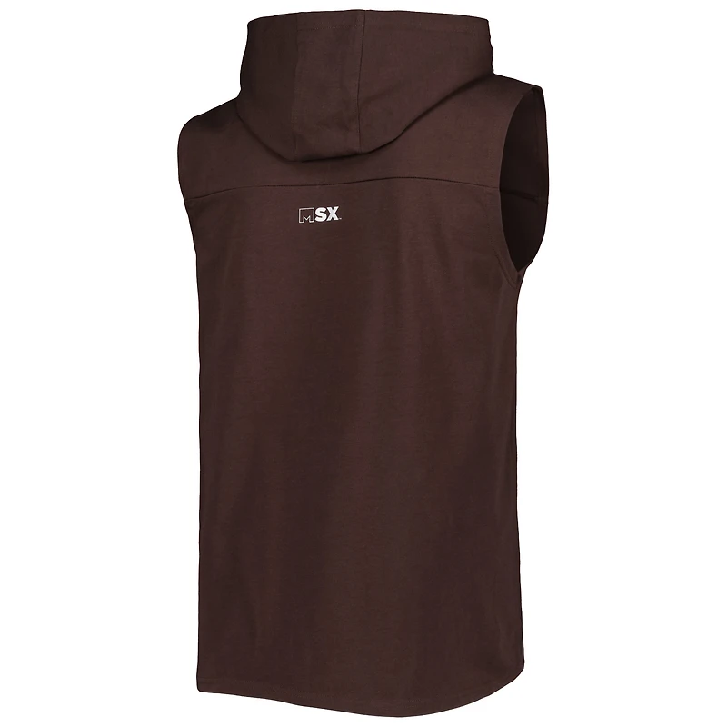 Chandail à capuchon sans manches MSX by Michael Strahan Brown Cleveland Browns Relay pour homme