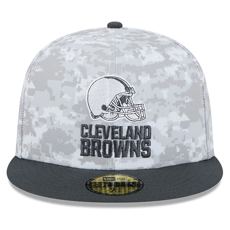Men's New Era Arctic Camo/Graphite Cleveland Browns 2024 Salute To Service 59FIFTY Fitted Hat