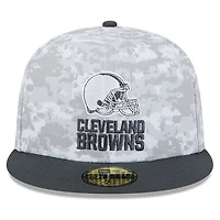 Men's New Era Arctic Camo/Graphite Cleveland Browns 2024 Salute To Service 59FIFTY Fitted Hat