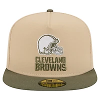 Casquette ajustée A-Frame 59FIFTY pour homme, coloris beige/olive, Cleveland Browns, New Era