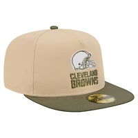 Casquette ajustée A-Frame 59FIFTY pour homme, coloris beige/olive, Cleveland Browns, New Era