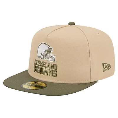 Casquette ajustée A-Frame 59FIFTY pour homme, coloris beige/olive, Cleveland Browns, New Era