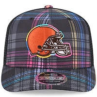 Casquette à visière plate noire New Era Cleveland Browns 2024 NFL Crucial Catch 9SEVENTY Trucker Snapback pour homme