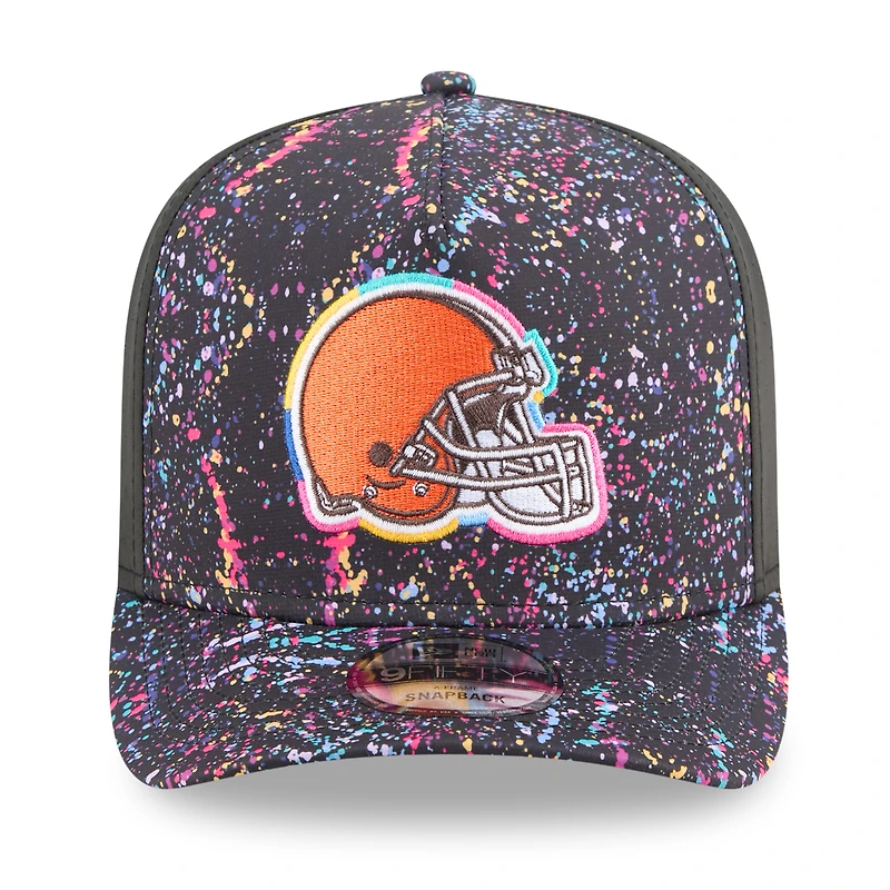 Men's New Era Black Cleveland Browns 2025 NFL Crucial Catch A-Frame 9FIFTY Snapback Hat