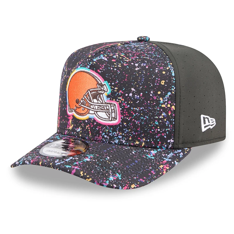 Men's New Era Black Cleveland Browns 2025 NFL Crucial Catch A-Frame 9FIFTY Snapback Hat