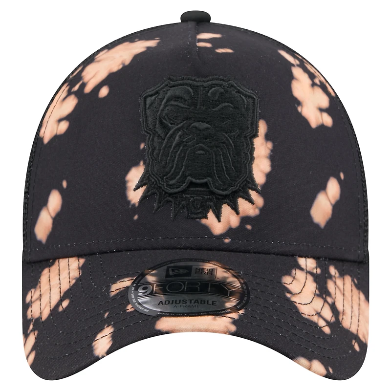 Men's New Era Black Cleveland Browns Bleached A-Frame 9FORTY Trucker Adjustable Hat