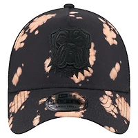 Men's New Era Black Cleveland Browns Bleached A-Frame 9FORTY Trucker Adjustable Hat