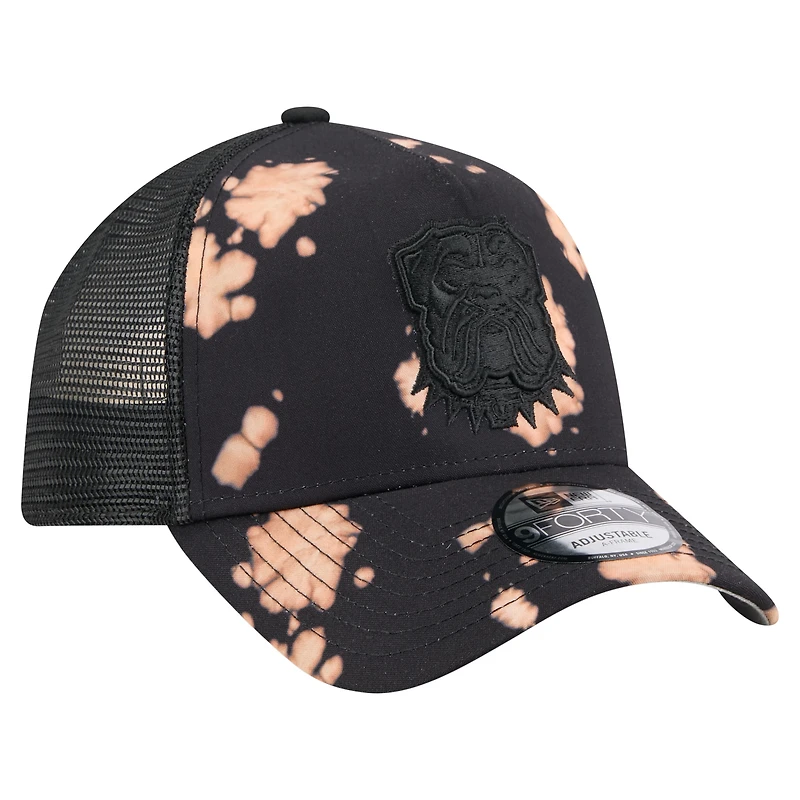 Men's New Era Black Cleveland Browns Bleached A-Frame 9FORTY Trucker Adjustable Hat