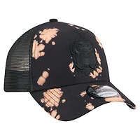 Men's New Era Black Cleveland Browns Bleached A-Frame 9FORTY Trucker Adjustable Hat