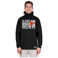 Men's New Era Black Cleveland Browns Functional Fandom Balaclava Helmet Stripe Tri-Blend Hoodie