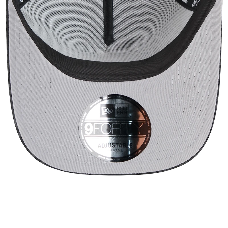 Men's New Era Black Cleveland Browns Throwback Midnight Ink Tonal Text A-Frame Trucker 9FORTY Adjustable Hat