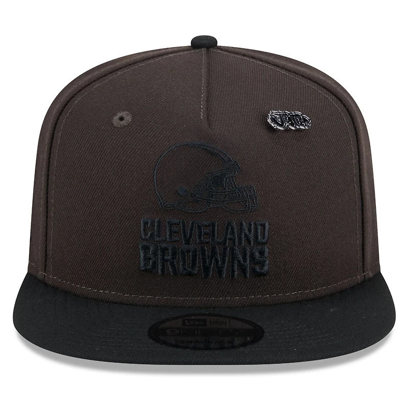 Men's New Era Brown/Black Cleveland Browns 2024 Inspire Change A-Frame 9FIFTY Snapback Hat