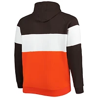 Chandail à capuchon raglan en molleton blocs de couleurs pour homme Cleveland Browns Big & Tall Current Team New Era, brun/orange