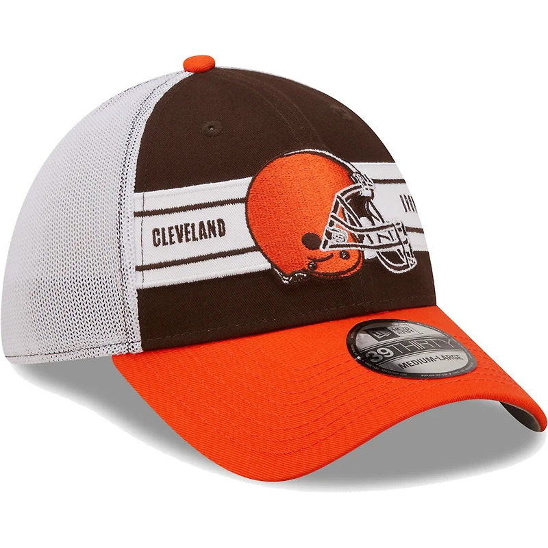 Casquette flex 39THIRTY pour homme avec bandes des Cleveland Browns New Era - marron/orange