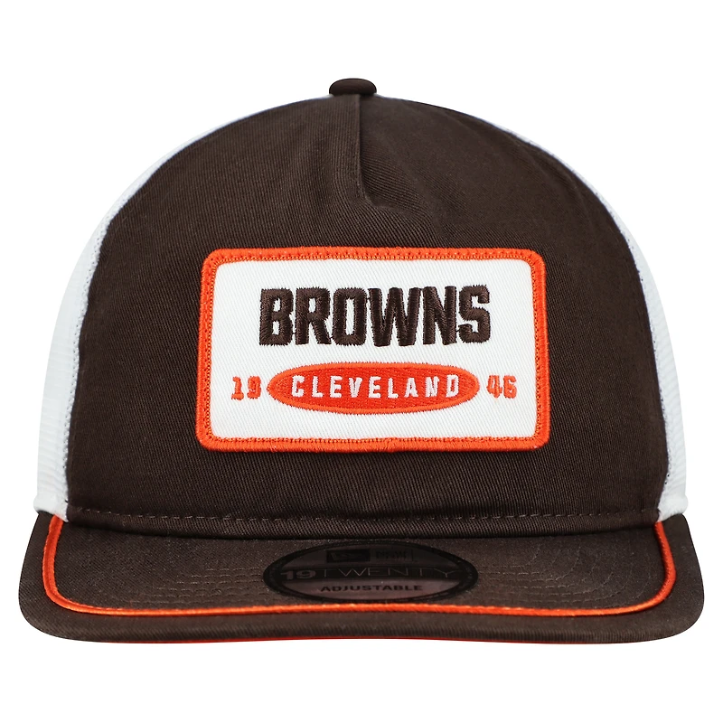Casquette ajustable New Era marron/blanche Cleveland Browns Patch 19TWENTY pour homme