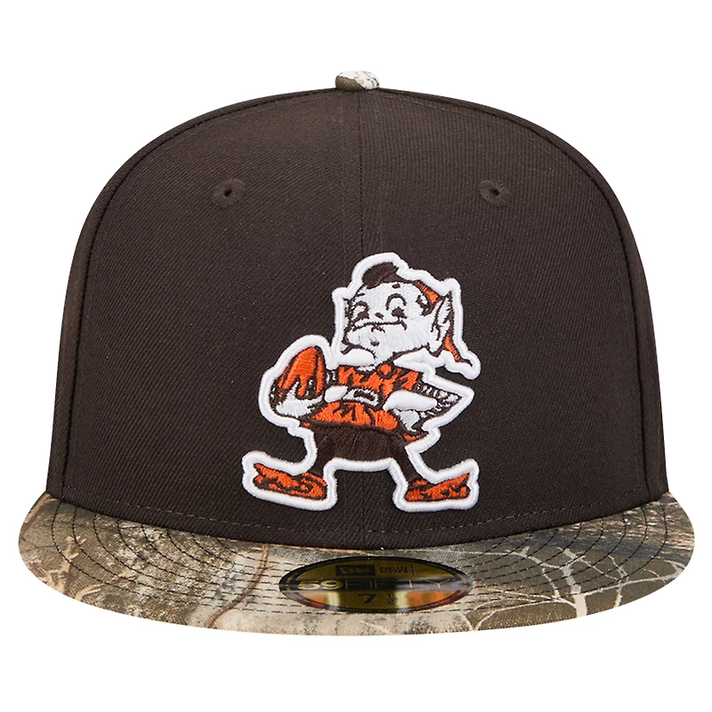 Men's New Era Brown Cleveland Browns Active Two-Tone Camo 59FIFTY Fitted Hat