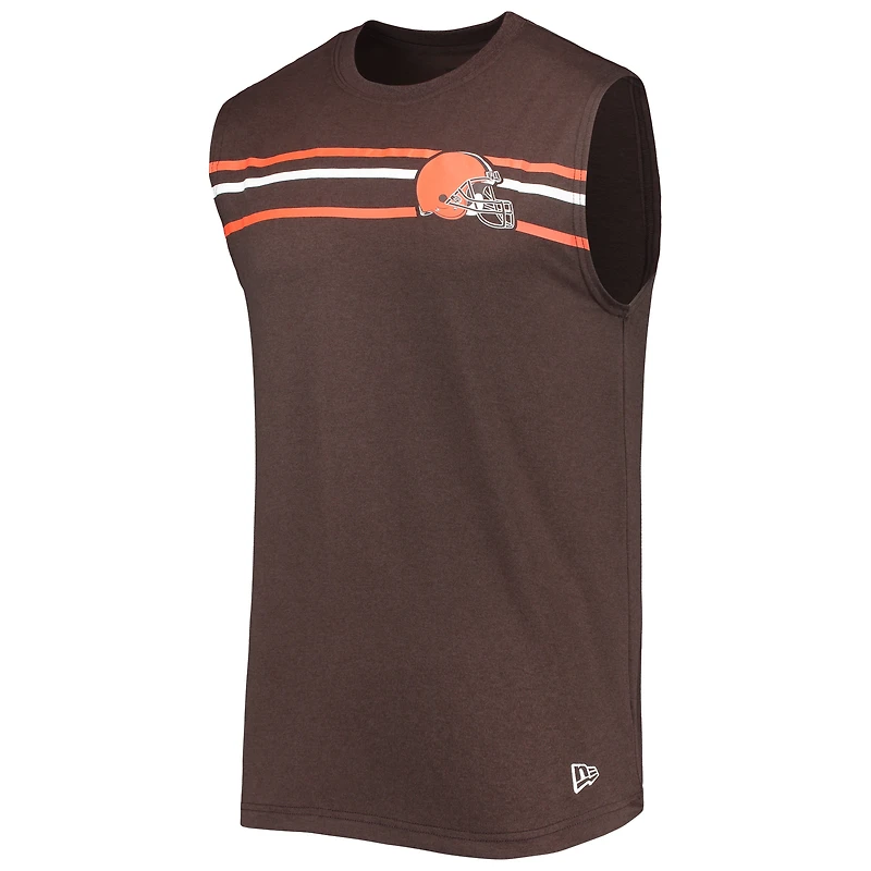 Men's New Era Brown Cleveland Browns Brushed Sleeveless Tank Top
