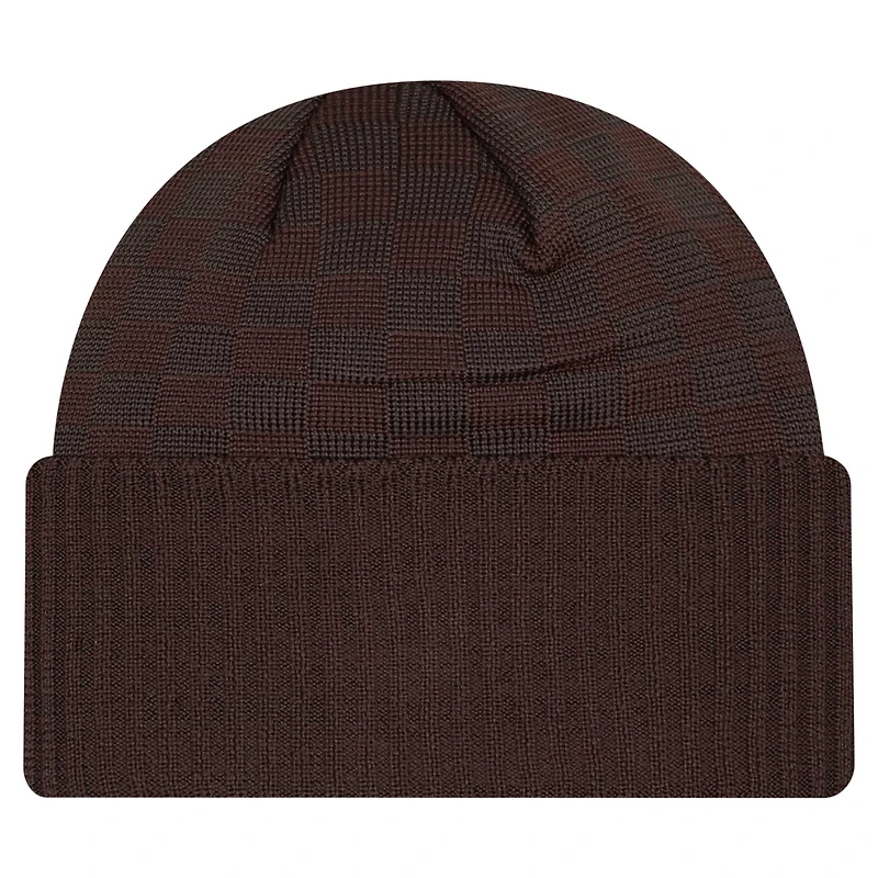 Bonnet en tricot à revers à carreaux Cleveland Browns de New Era pour homme