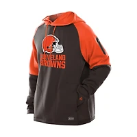 Sweat à capuche raglan blocs de couleurs authentiques des Cleveland Browns New Era pour homme