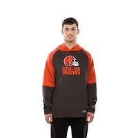 Sweat à capuche raglan blocs de couleurs authentiques des Cleveland Browns New Era pour homme