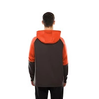 Sweat à capuche raglan blocs de couleurs authentiques des Cleveland Browns New Era pour homme