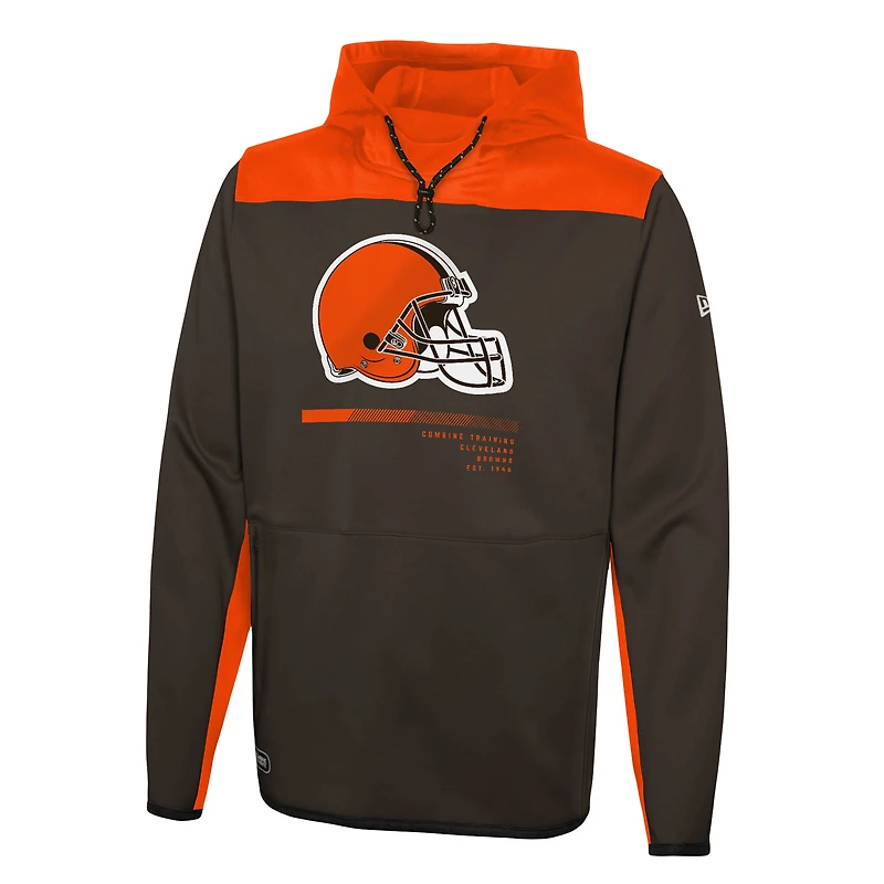 Chandail à capuchon enfiler authentique Hard Hitter pour homme New Era Brown Cleveland Browns