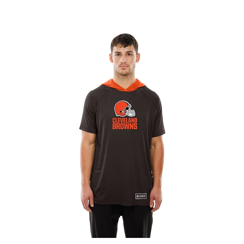 Men's New Era  Brown Cleveland Browns Combine Authentic Hooded Raglan Short-Sleeve T-Shirt