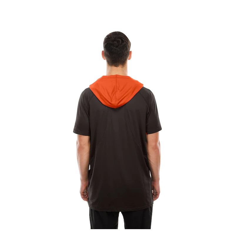 Men's New Era  Brown Cleveland Browns Combine Authentic Hooded Raglan Short-Sleeve T-Shirt